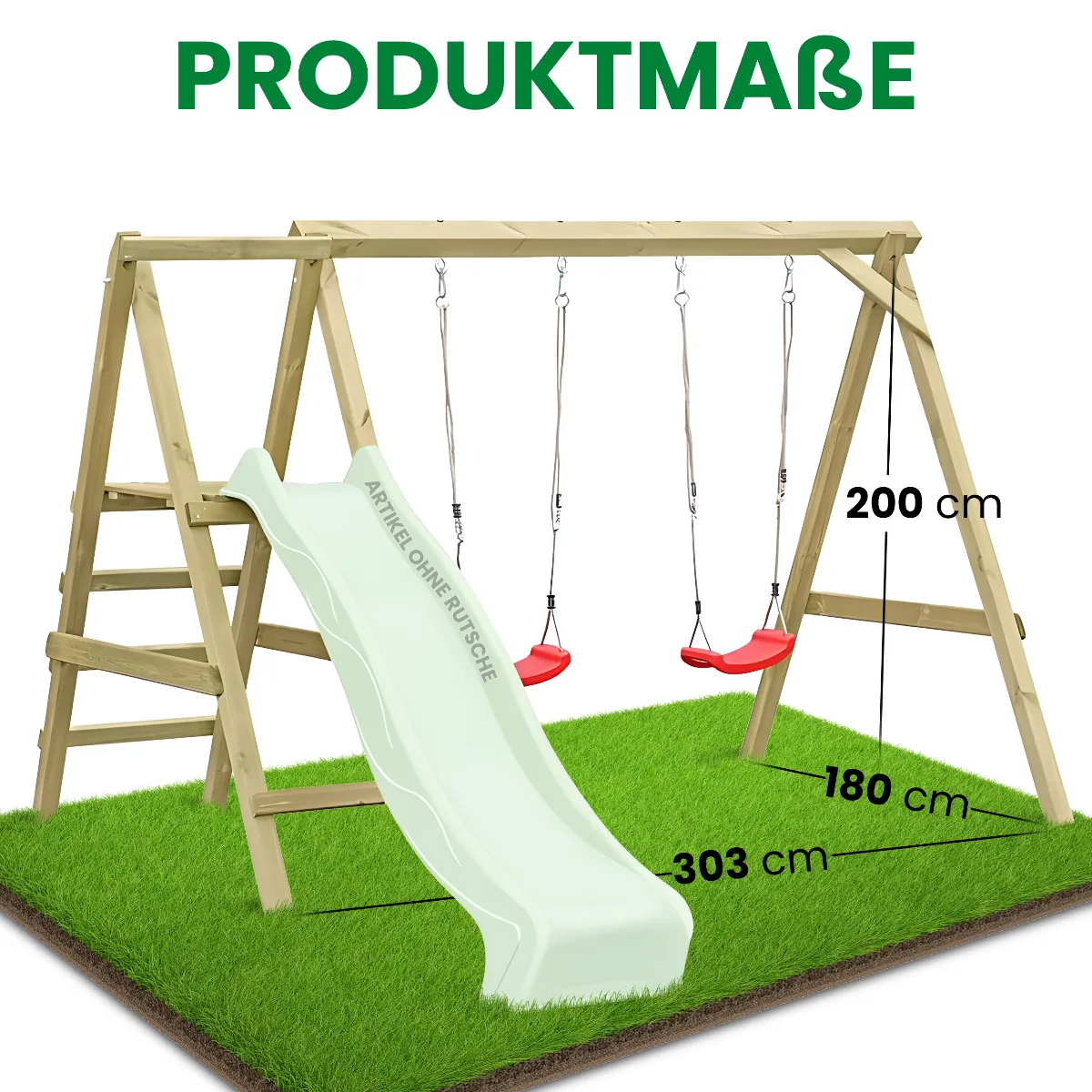 Doppelschaukel Typ 4.2 aus Kiefernholz impägniert mit Podest ohne Rutsche