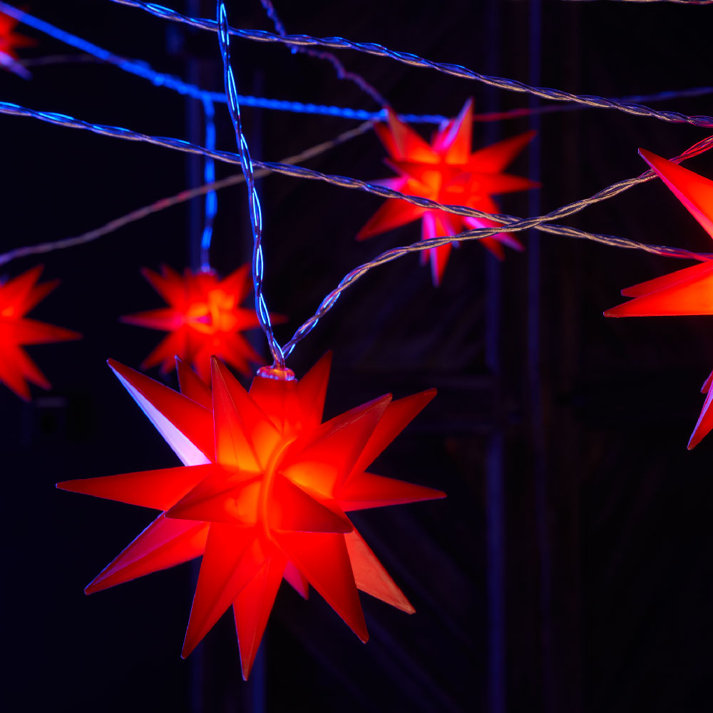 Lichterkette mit weißen LED-Sternen warmweißes Licht für innen und außen