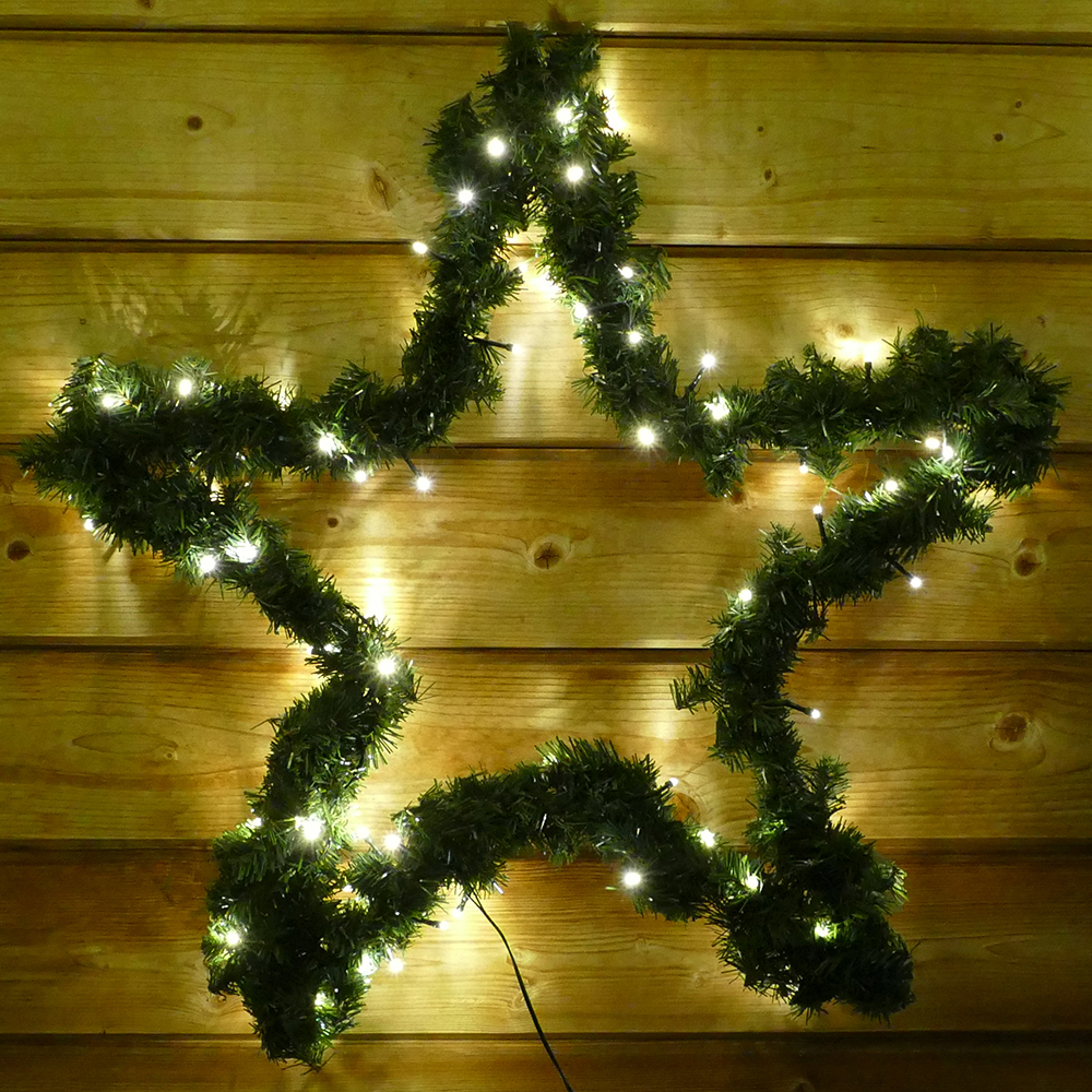 Weihnachtsstern 60 cm mit Girlande und 80 LED-Lichterkette für außen
