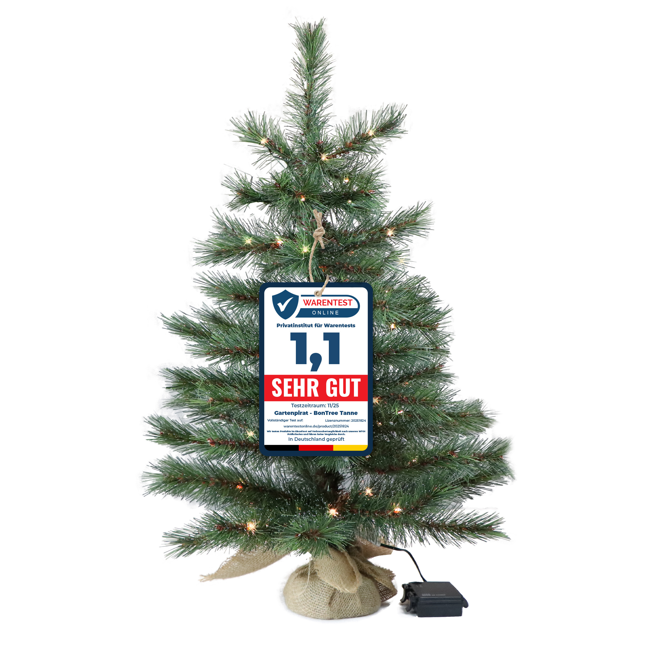 Künstlicher Weihnachtsbaum LED warmweiß kiefernähnlich mit Frosteffekt batteriebetrieben beleuchtet