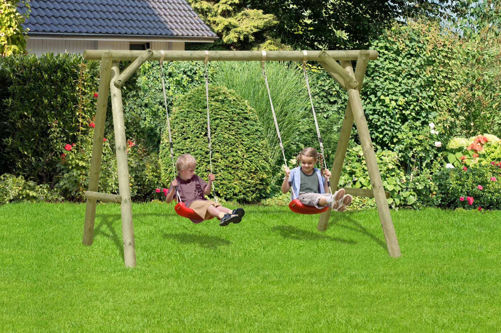 Schaukelgestell Doppelschaukel Typ 1.2 Schaukelgerüst für Kinder Holz KDI Classic