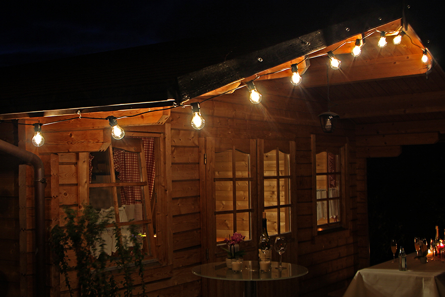 Lichterkette mit 10 Leuchtbirnen LED warmweiß Filament-Glühbirnen Glasbirnen Partybeleuchtung