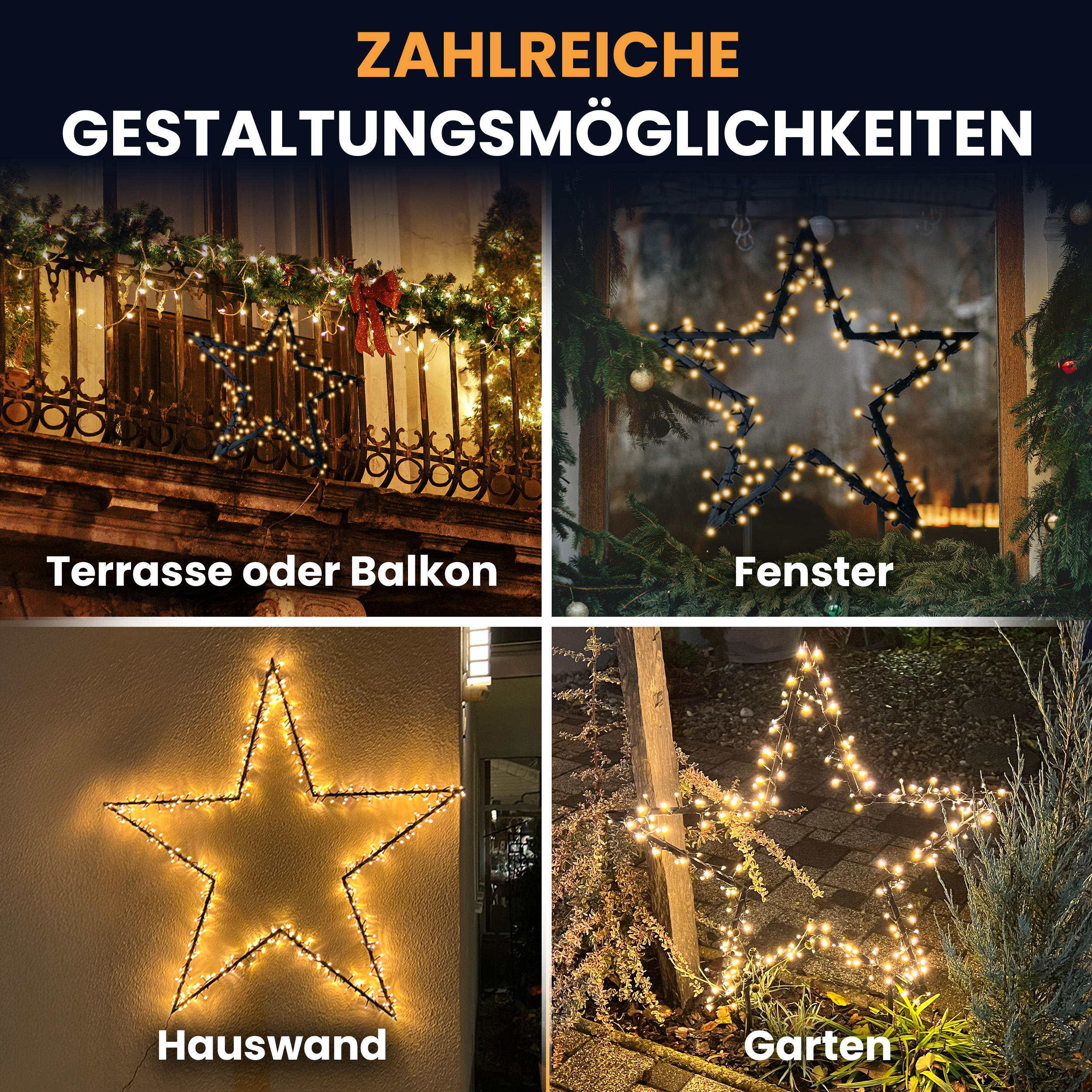 7mL2P9oWWxbijD Gartenstern mit Erdspieß und LED Beleuchtung Weihnachtsstern