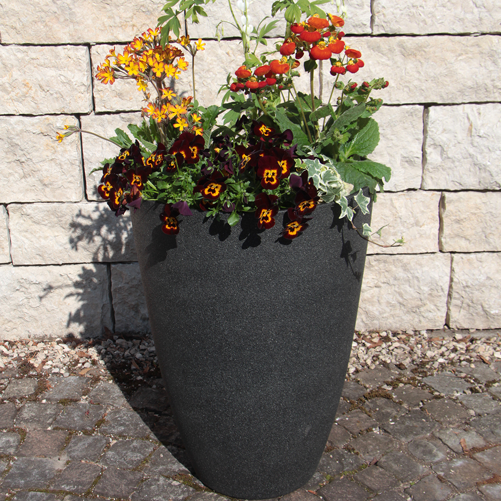 Pflanzkübel Ø 40 Höhe 55 cm rund aus Kunststoff Steinoptik anthrazit