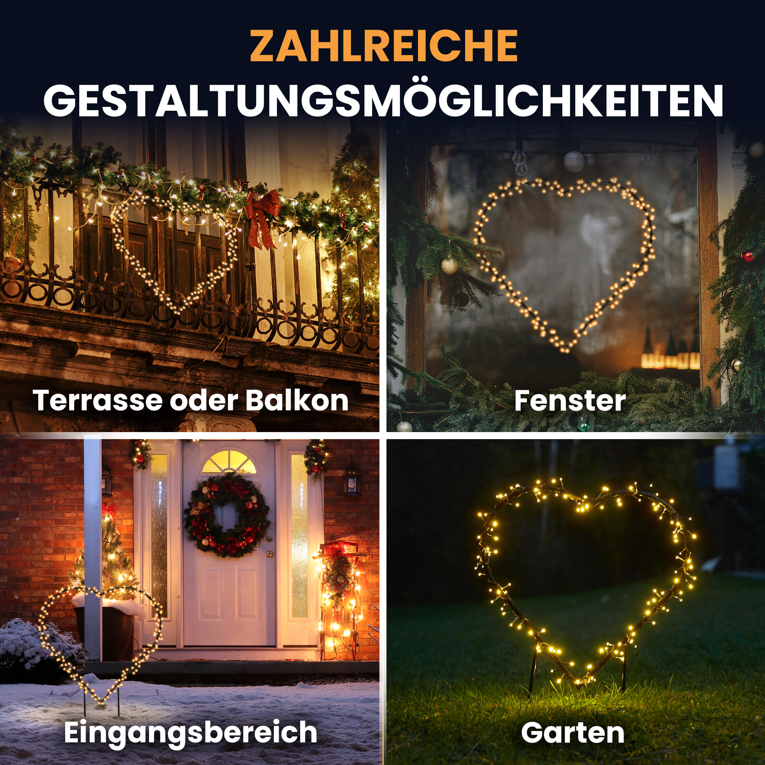 723oRXKDvXRV2q Weihnachtsdeko außen Figuren Herz Beleuchtung