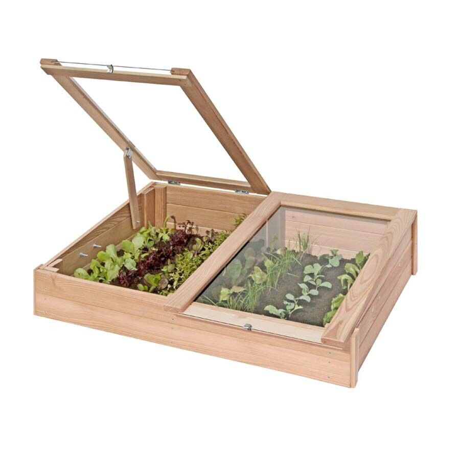 Frühbeet-Kasten aus Lärchenholz 119x80x30 cm Mini-Gewächshaus Anzuchtkasten