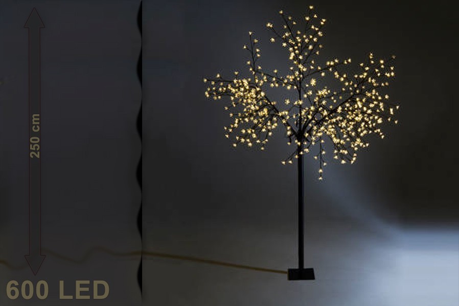 Kirschbluetenbaum-250cm LED-Lichterbaum 250 cm mit beleuchteten Kirschblüten 600 LED warmweiß Kirschblütenbaum