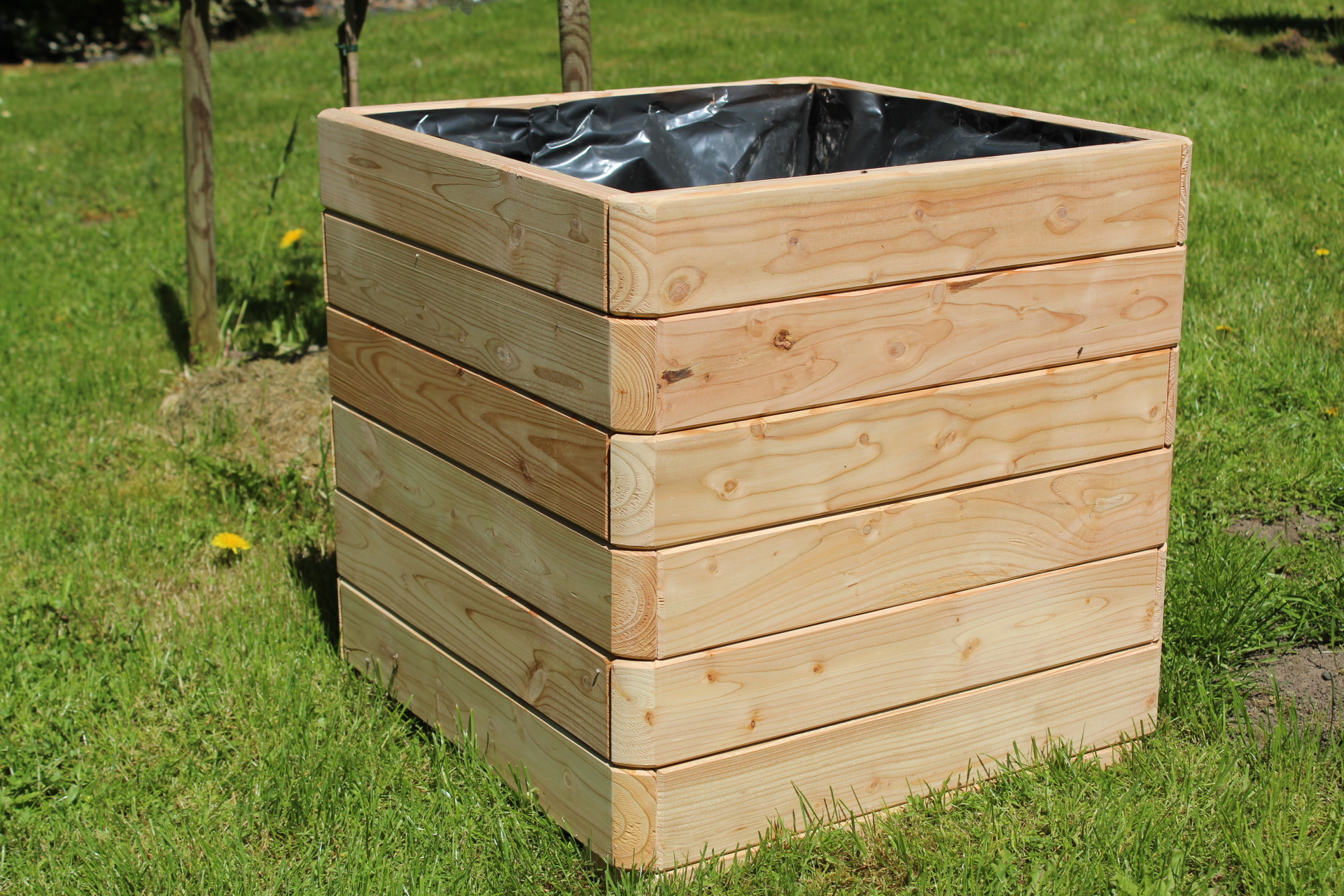 Massiver Pflanzkasten Mammut 58x58xH57 cm aus Lärchenholz natur Blumenkasten Blumentopf Pflanzkübel Kräutertopf