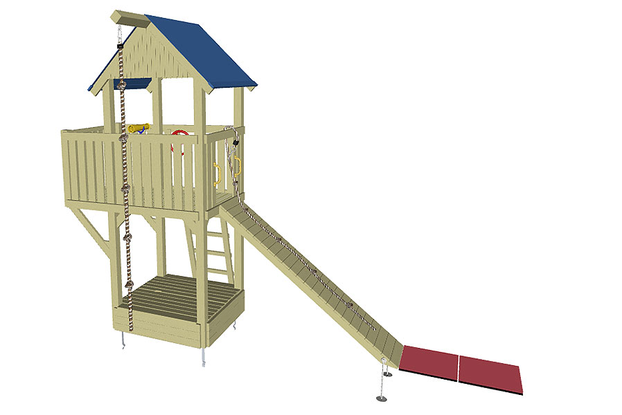 Spielturm Abenteuer mit Klettersteg und Sandkasten