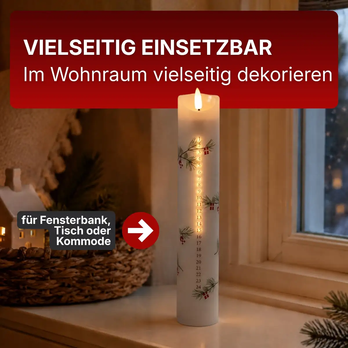 Adventskalenderkerze für innen