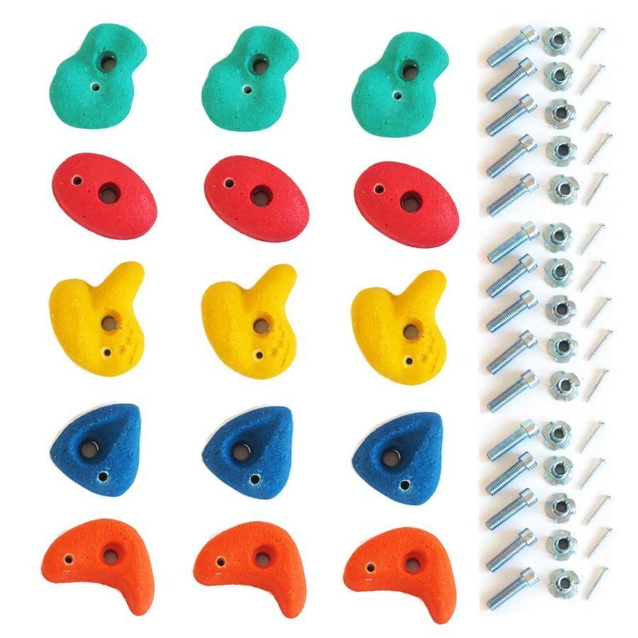 15er Set Klettersteine klein Klettergriffe für Kletterwand Spielturm
