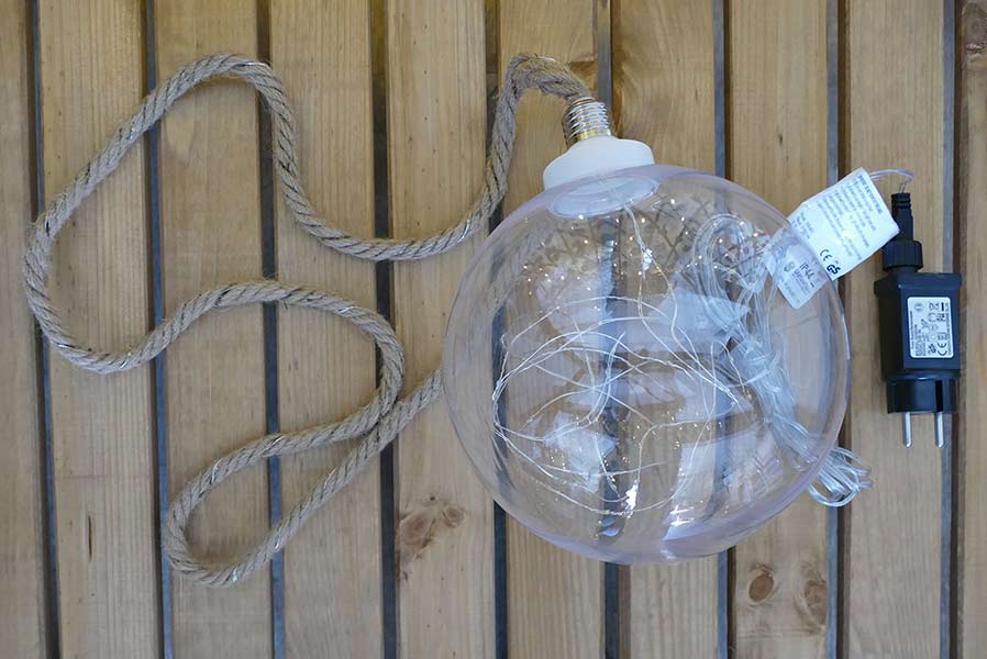 b5cGxuf7ejwt2mV Leuchtkugel ⌀ 20 cm 60 LED warmweiß Kugelleuchte mit Seil zum Aufhängen