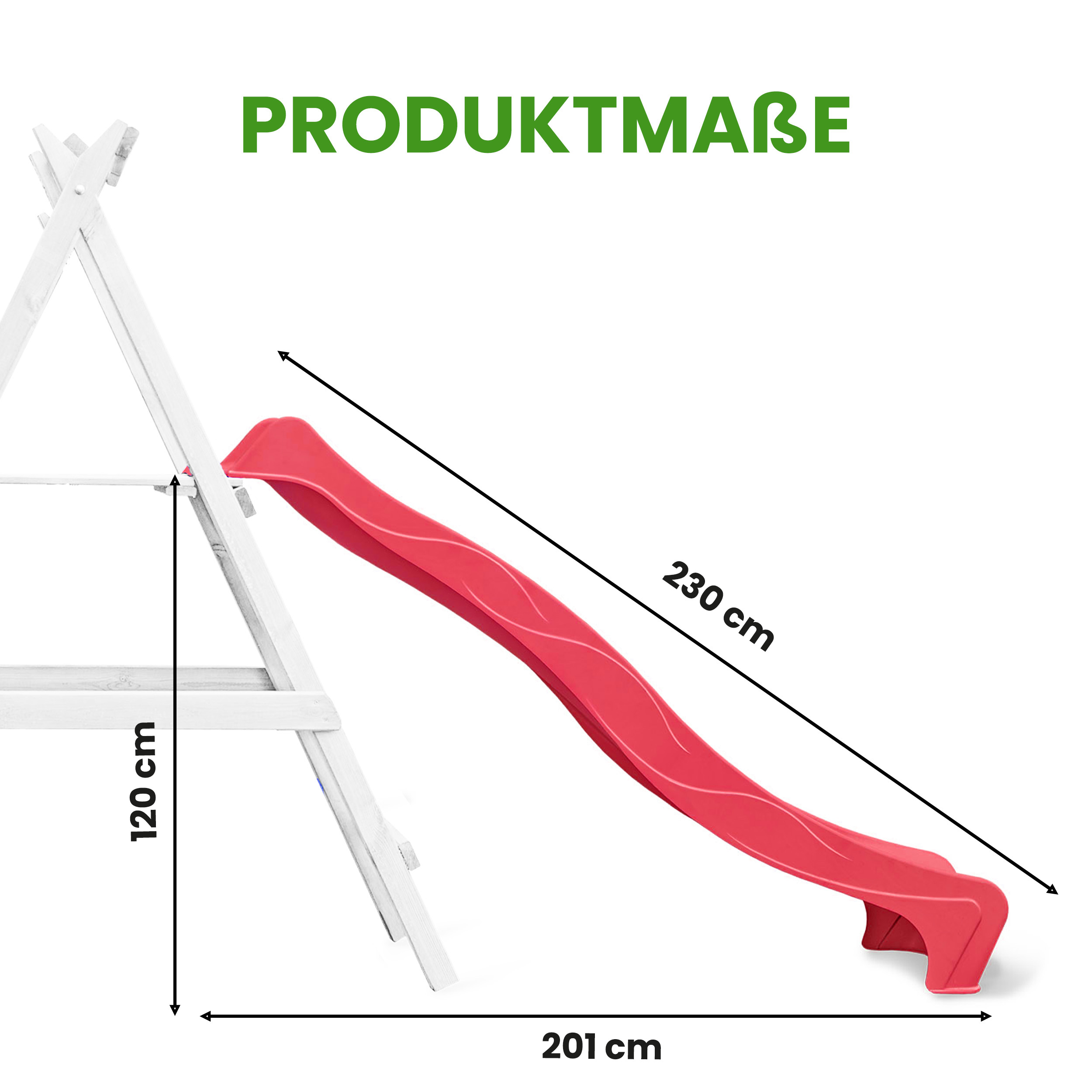 Wellenrutsche Länge 230 cm Rutsche für Podest 115-125 cm