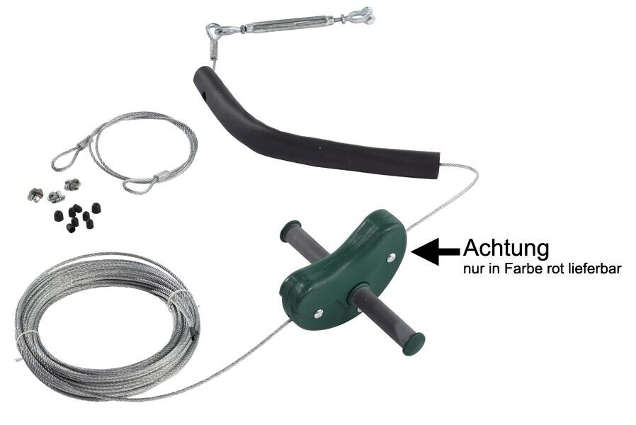 j Seilbahn für Kinder rot mit Stahlrollen Seillänge 30 m Gartenseilbahn Kabelbahn für den Garten