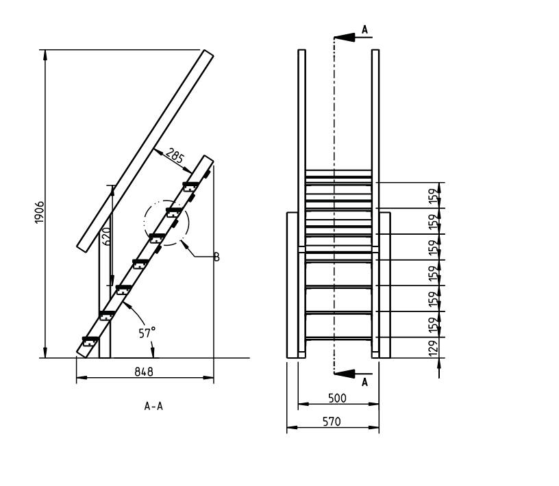 Treppe mit Handlauf für kleine Kinder Lärche natur verschiedene Podesthöhen