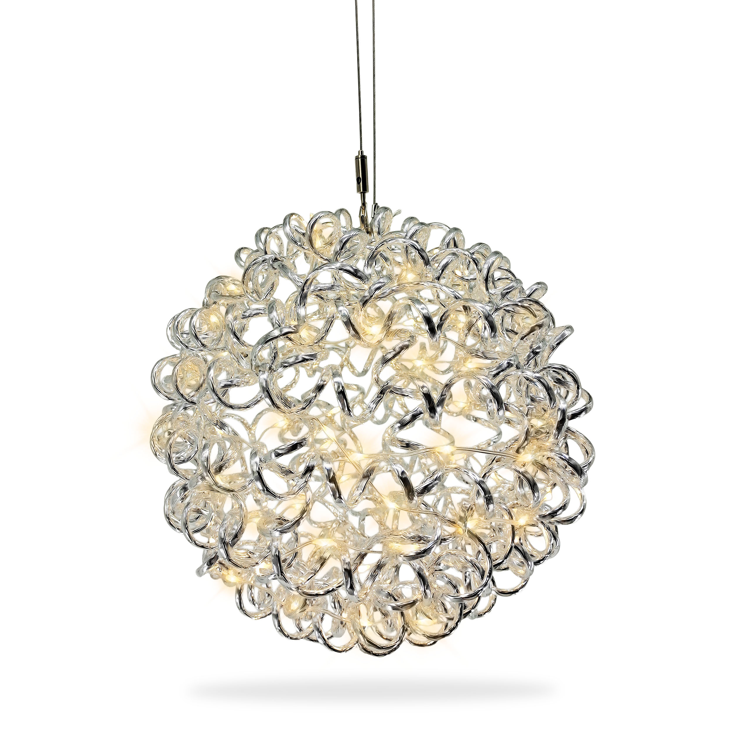 3D Drahtkugel Aluminium Ø 40 cm mit 200 LED warmweiß Timer-Funktion IP44