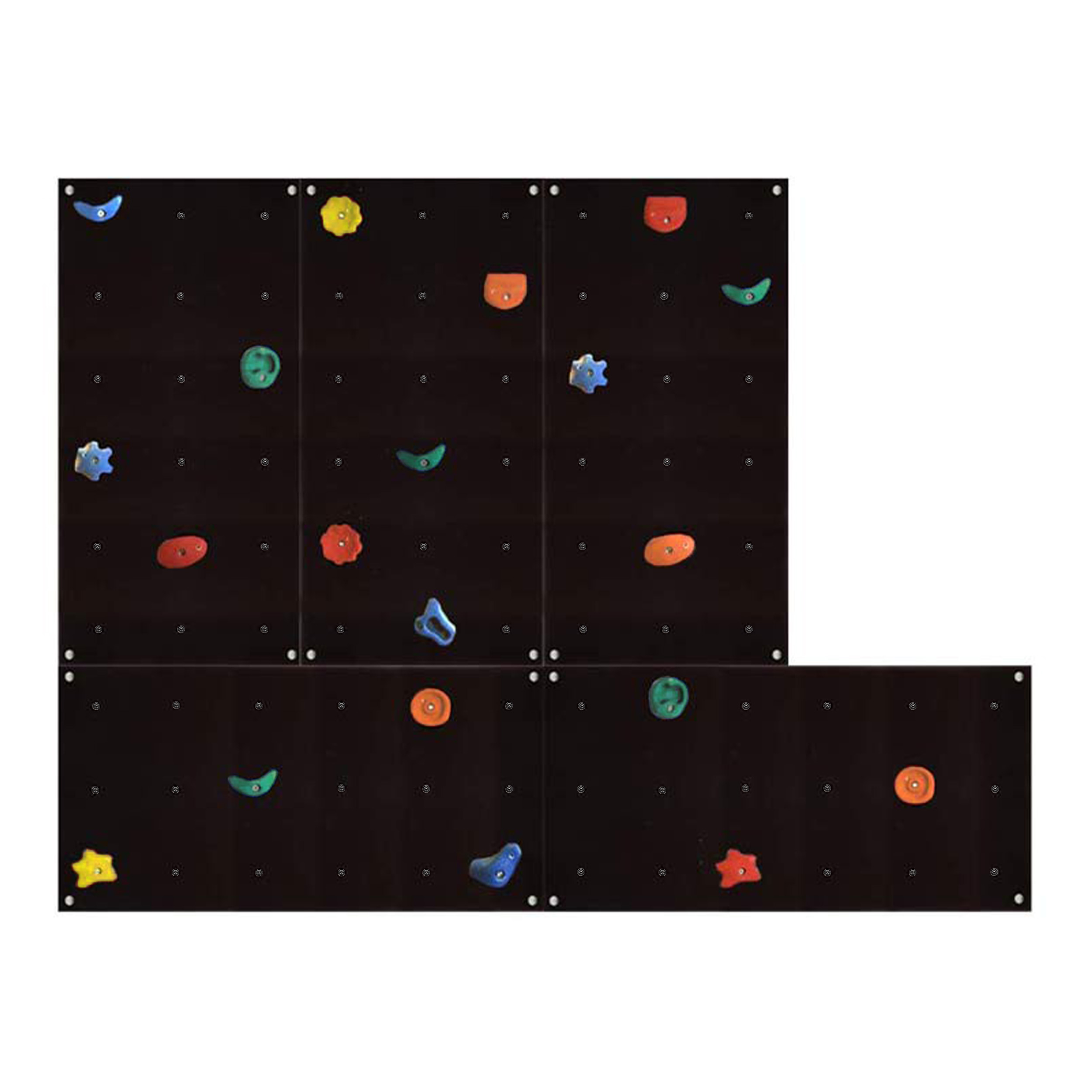 Kletterwand Outdoor mit bunten Klettersteinen und Montagematerial für Kinder und Erwachsene