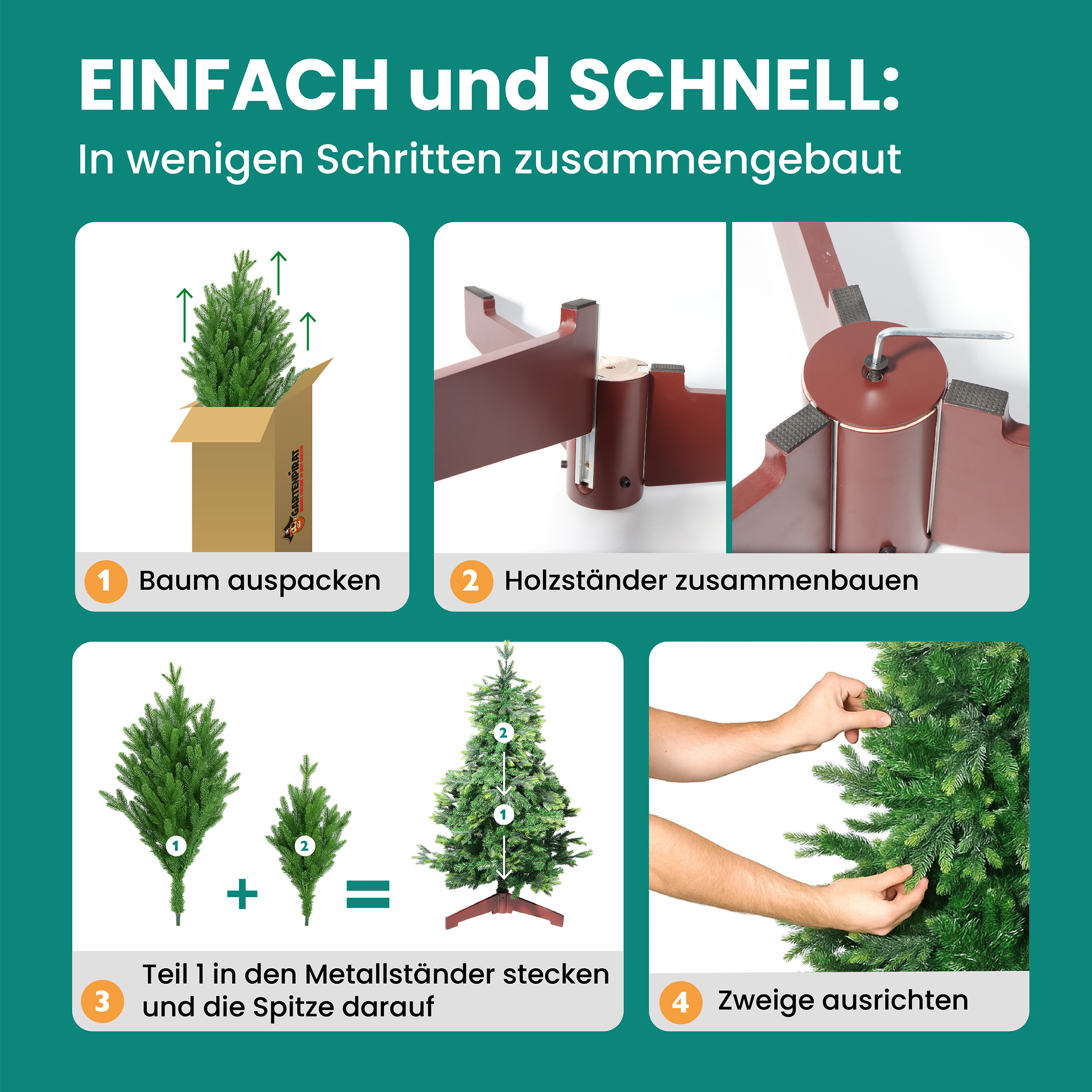 BonTree Fichte künstlicher Weihnachtsbaum ohne LED Christbaum Komfort Set