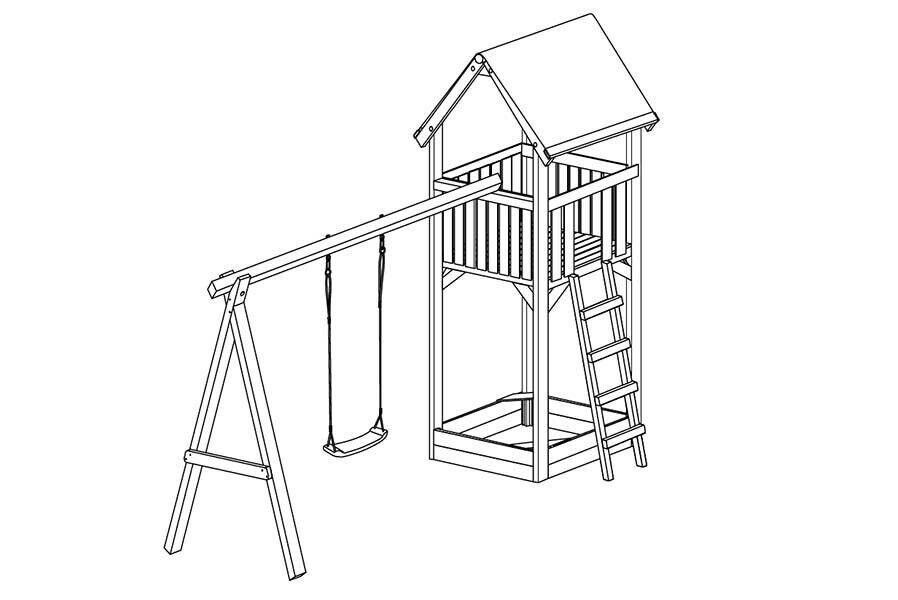 Spielturm Premium S für Kinder mit Sandkasten und Schaukel
