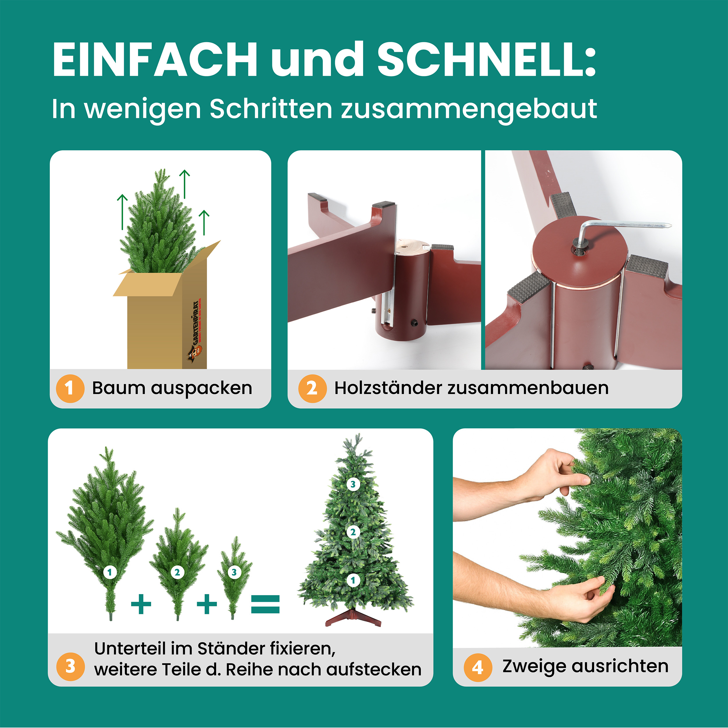 BonTree Tanne künstlicher Weihnachtsbaum ohne LED Christbaum Komfort Set