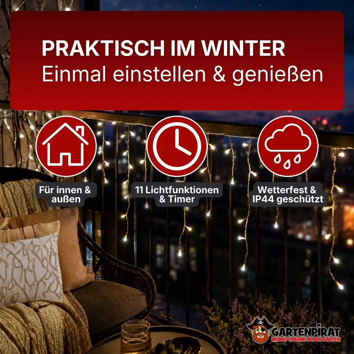 Lichterketten mit Funktionen, Timer und IP44