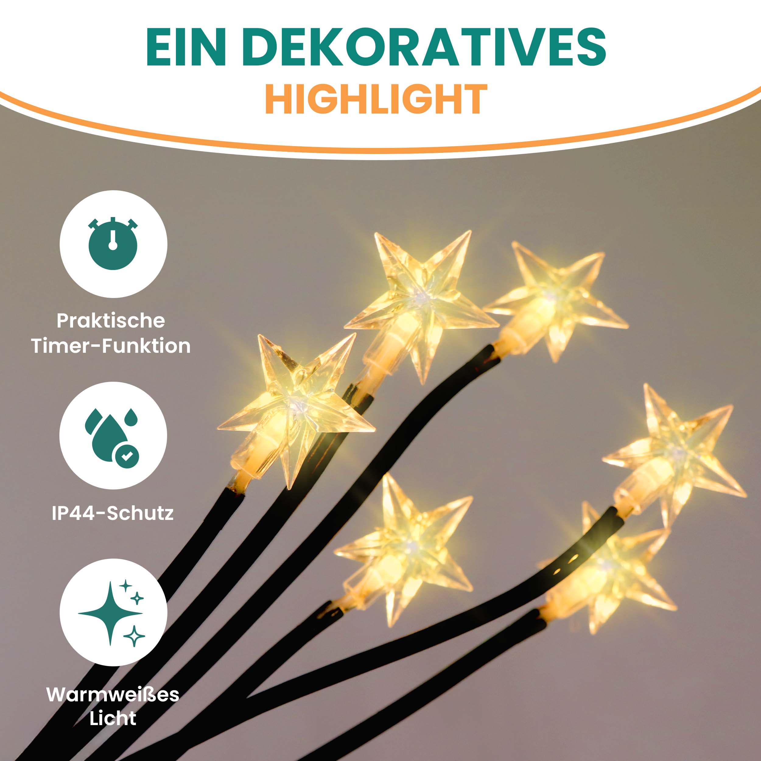 LED Gartenstecker 5er Set Funkelnde Sternenstäbe für den Außenbereich