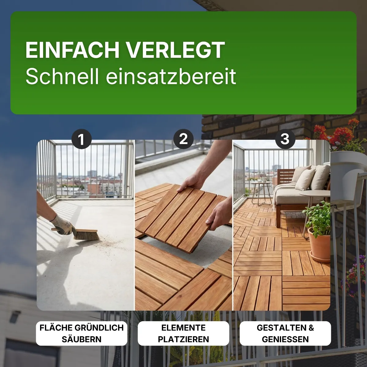 Holzfliese Lärche Natur glatt 50x50 cm Fliese Bodenfliese Terrassenfliese