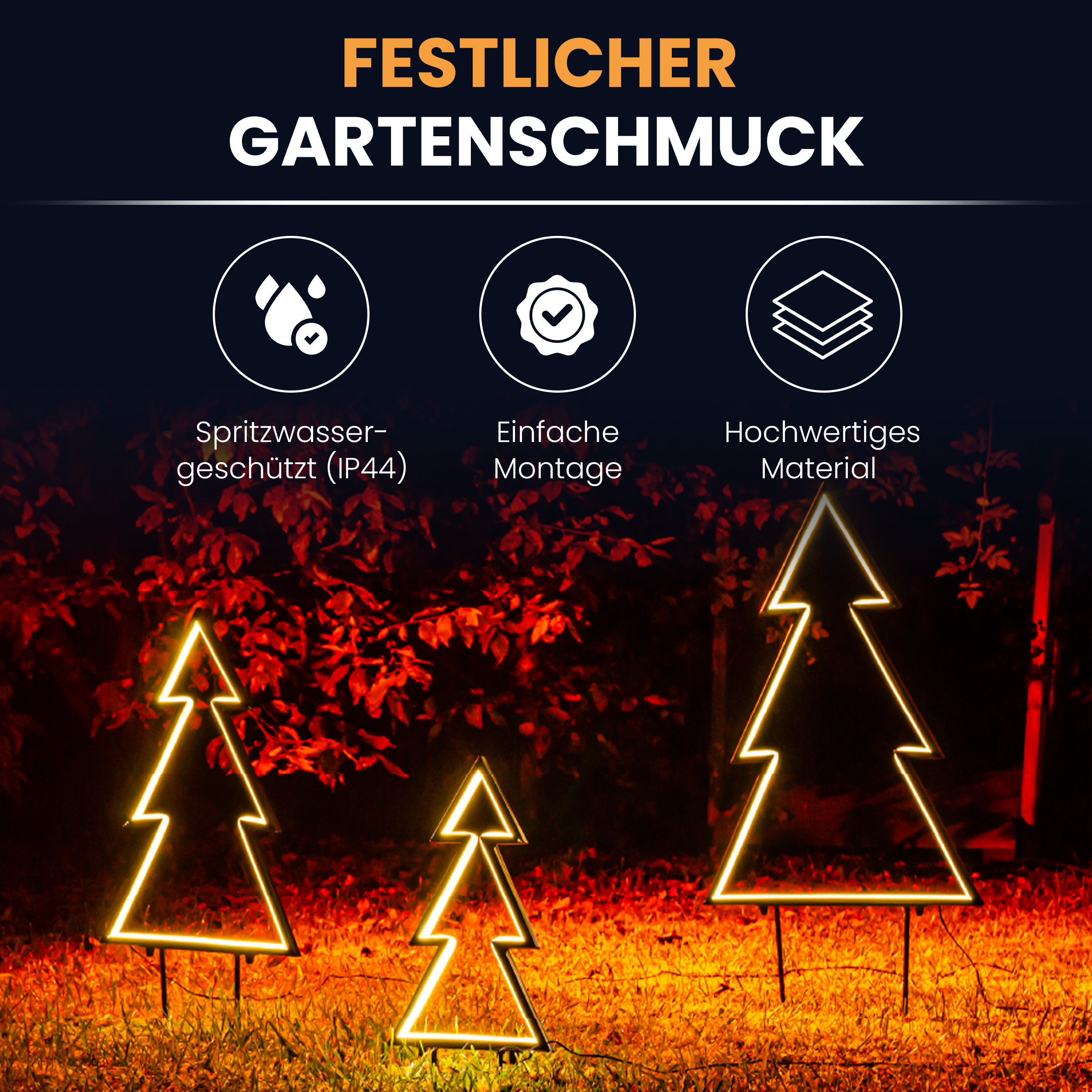 Gartenstecker Neon-Tanne 153 LEDs warmweiß Weihnachtsstecker Neonbeleuchtung