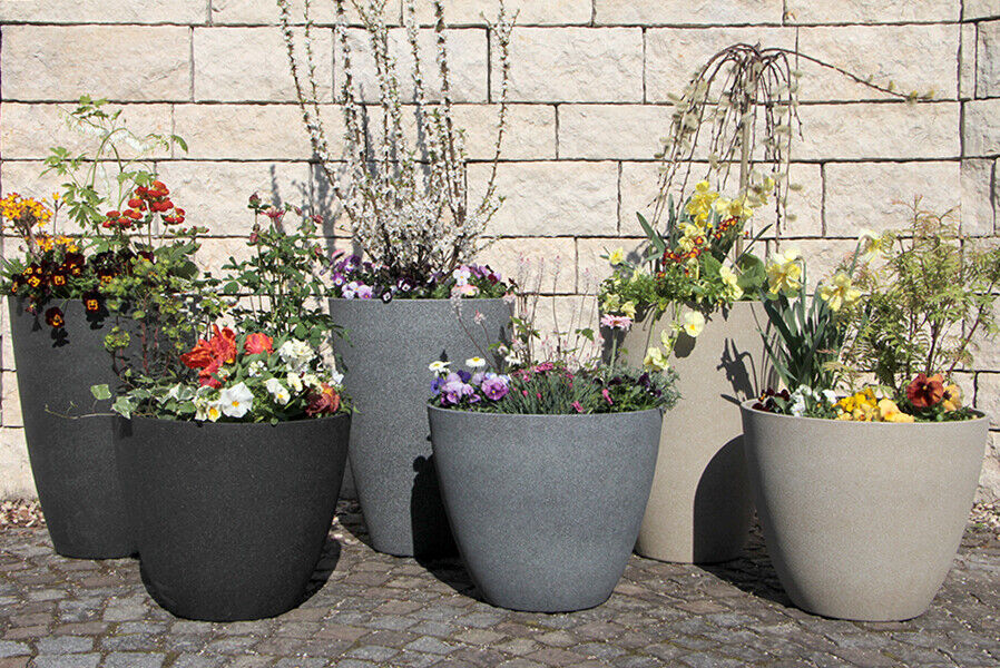 Pflanzkübel rund aus Kunststoff Pflanztopf für den Garten Blumentopf außen Übertopf