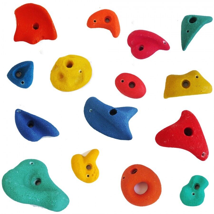 Klettersteine 15 Stück bunt klein/ mittel/ groß für Kinder mit Drehsicherung