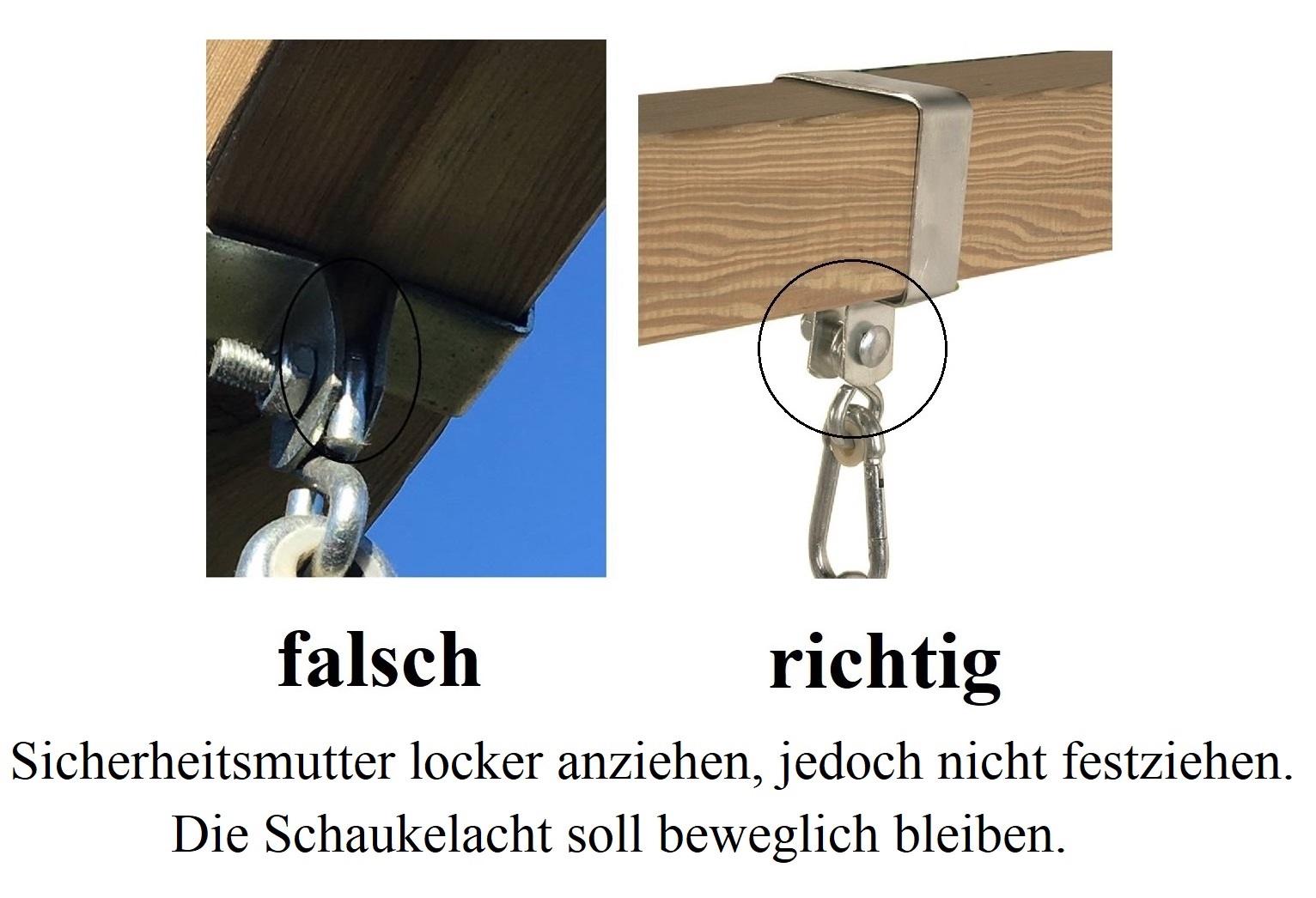 Schaukelschelle Ø 50 mm mit Karabiner für Rundholz Türreckstange