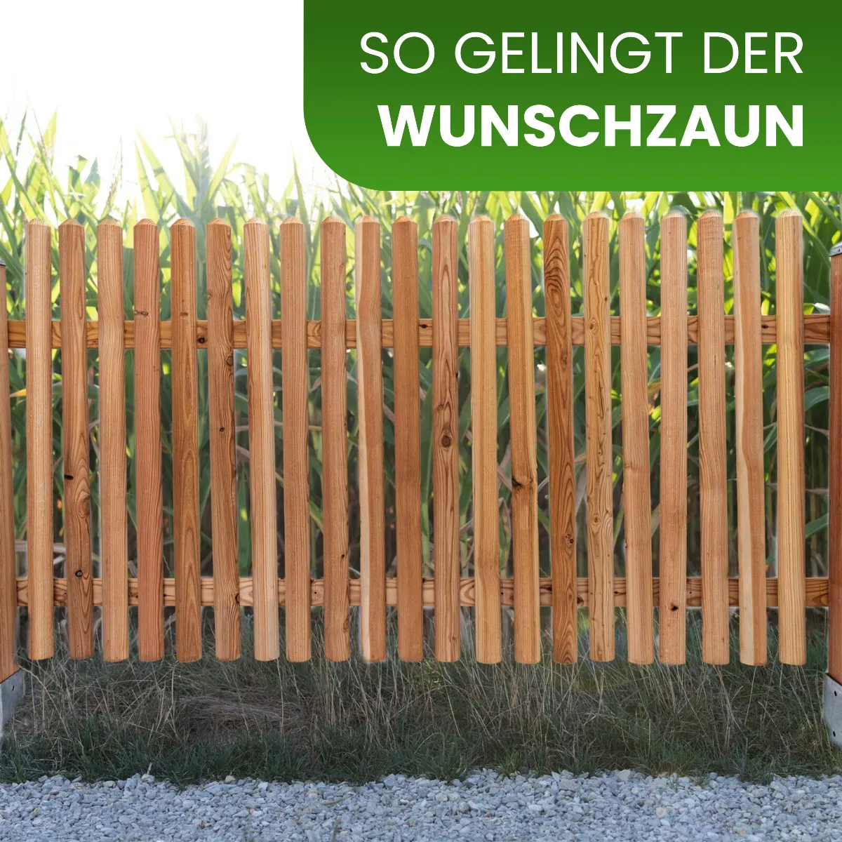 Holzpaket für Gartenzaun Lattenzaun inkl. Schrauben 180 cm breit Lärche natur Typ C 60 cm hoch