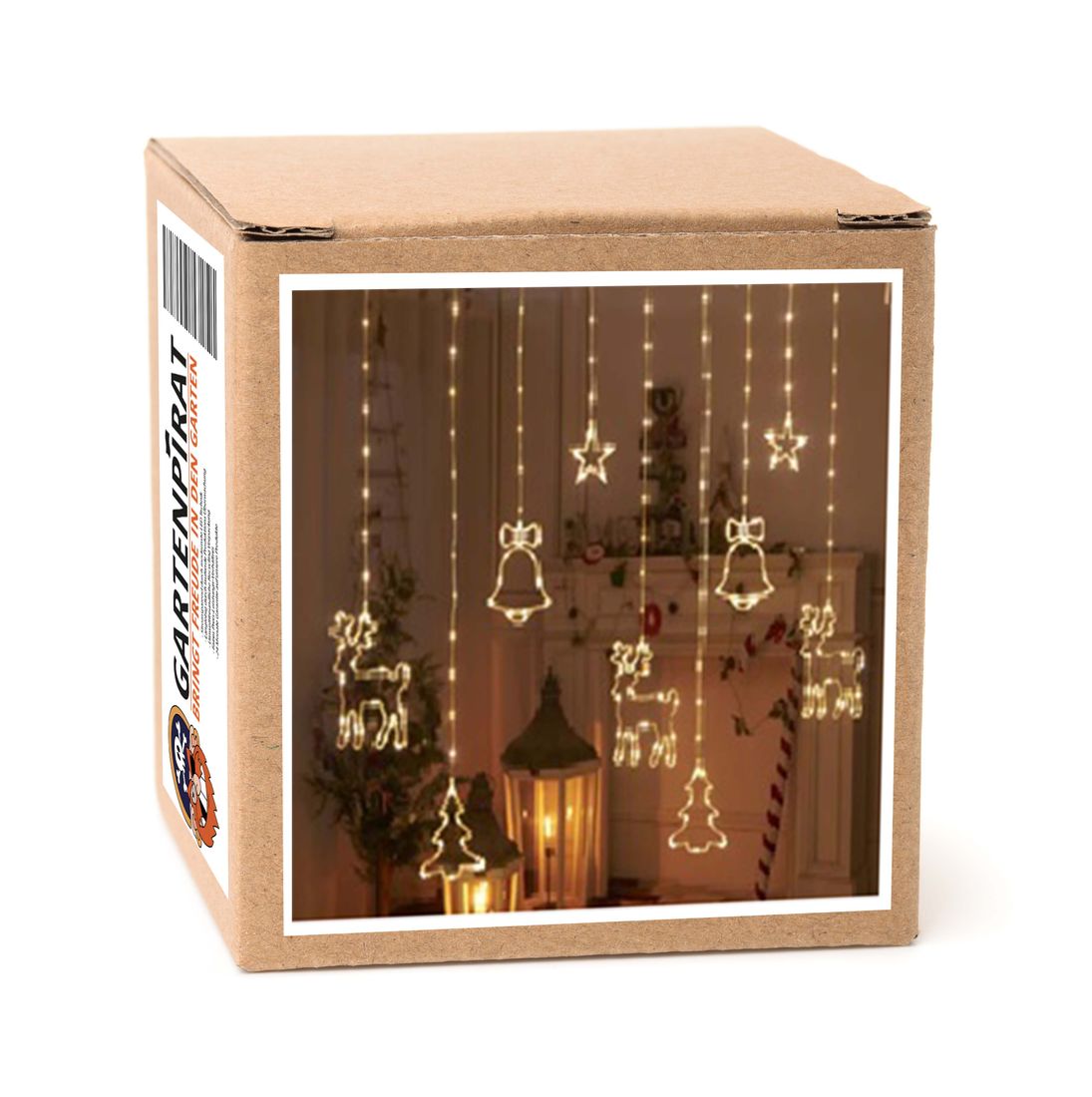 LED-Vorhang Weihnachtsmotive Lichterkette LED warmweiß Fensterdekoration außen innen