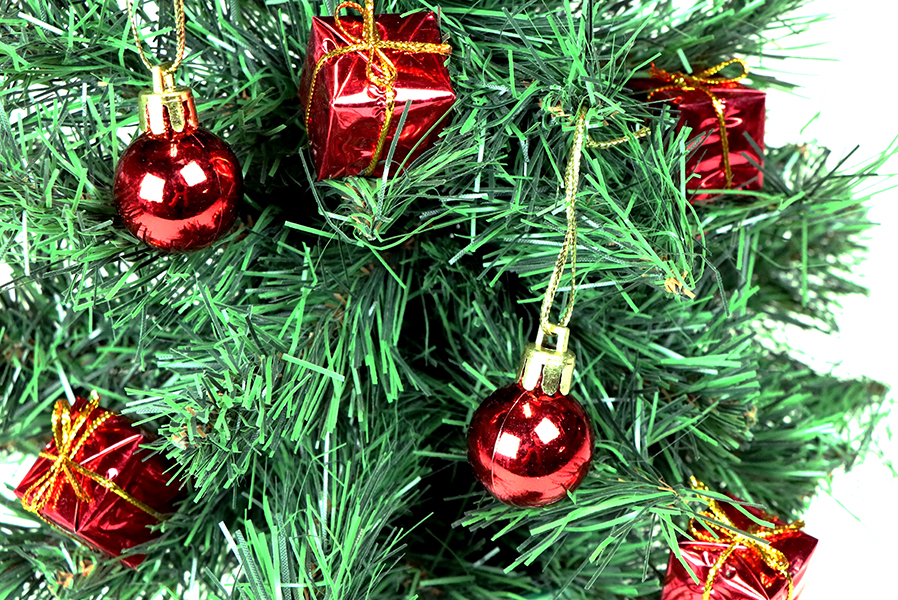 Weihnachtsbaum künstlich Mini-Weihnachtsbaum 40 cm mit roten Christbaumkugeln