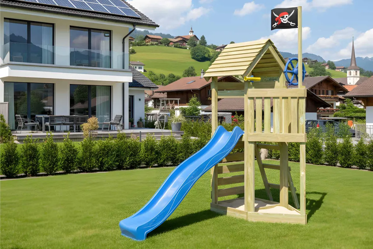 Spielturm Lina Aktiv mit Kletterwand und Podest