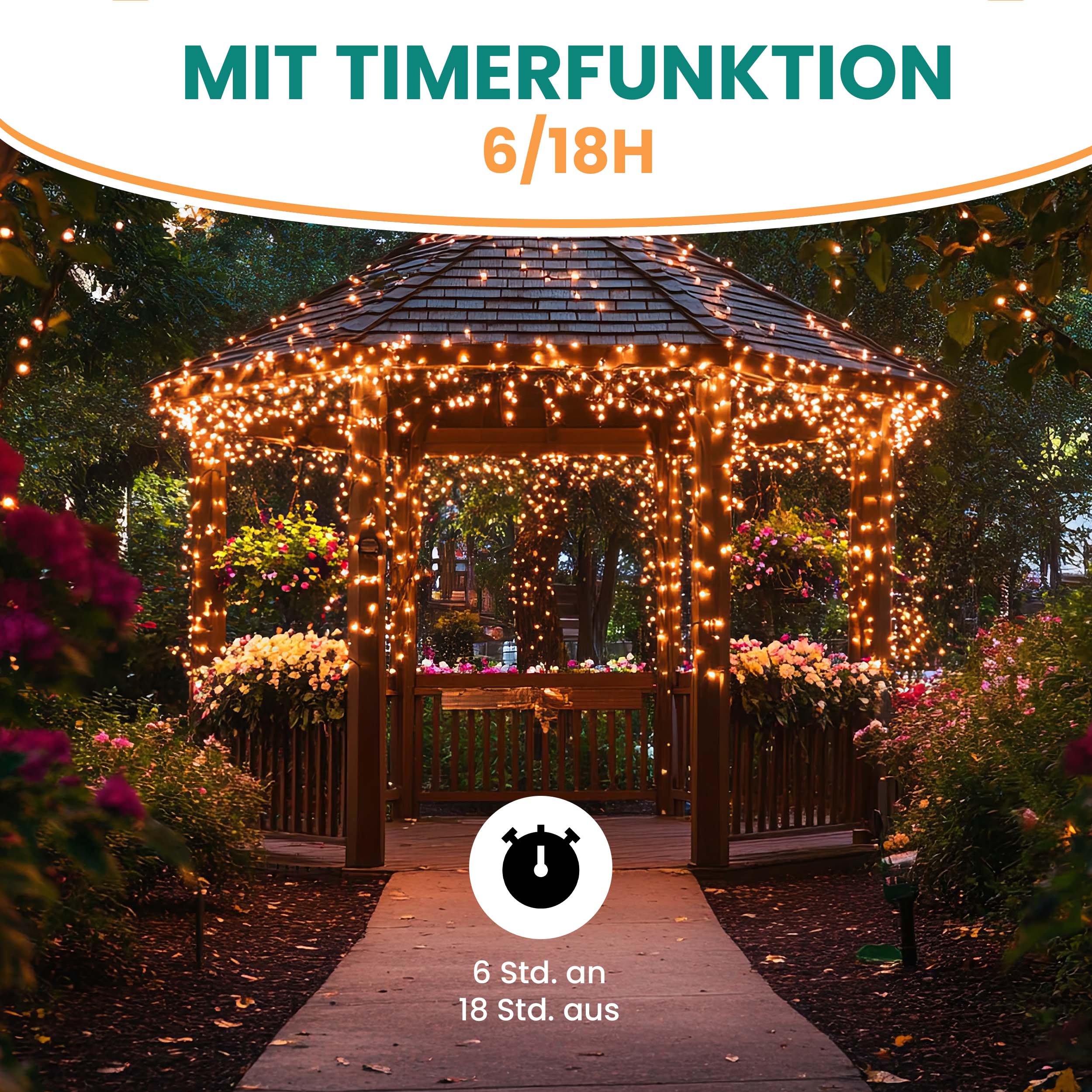 Lichtervorhang 3x3 m 300 LED warmweiß LED-Vorhang mit 8 Programmen