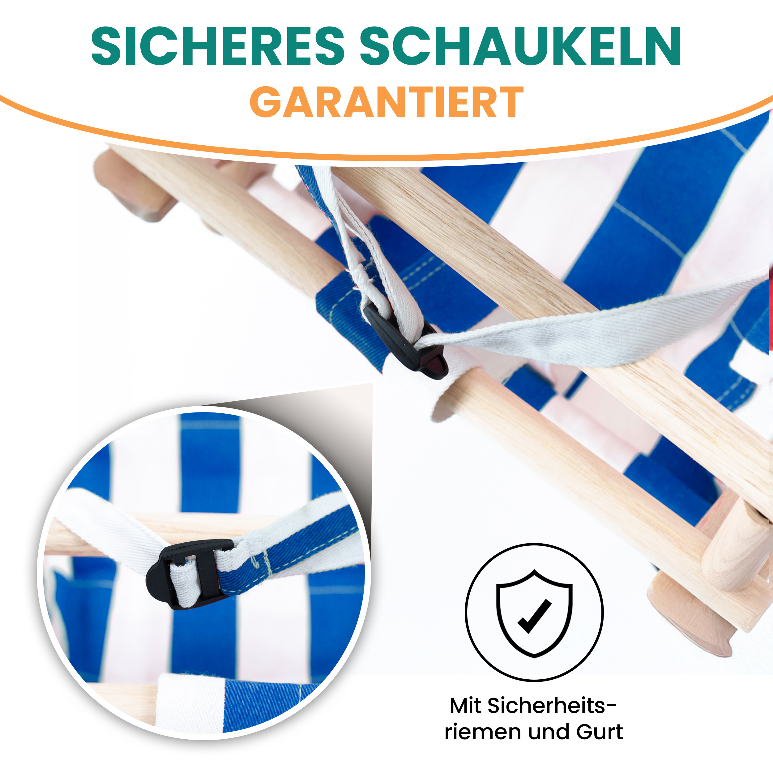 6ufRROLuFCAueS Babyschaukel Kinderschaukel aus Holz Stoff Schaukel zum Aufhängen