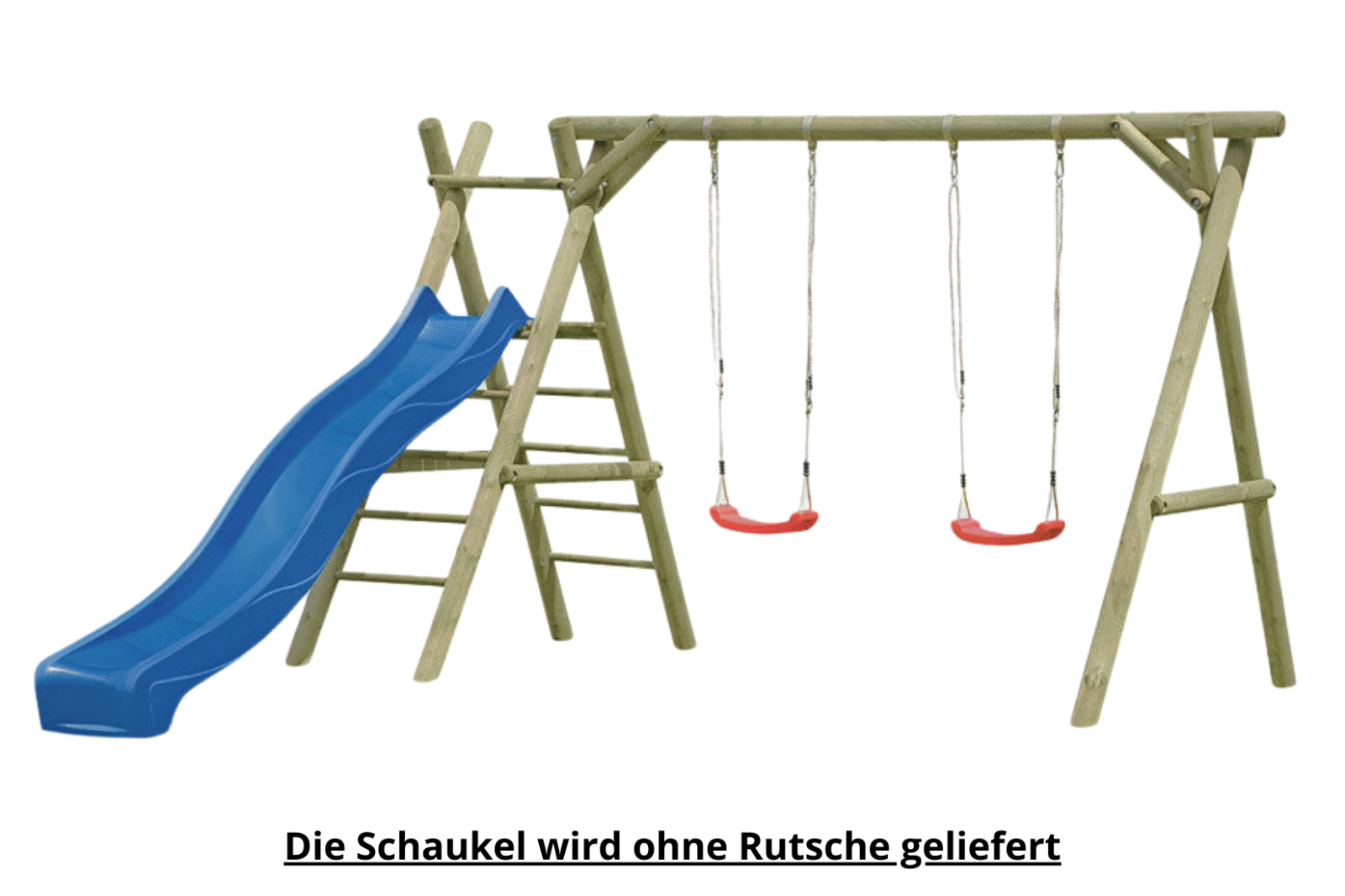 Schaukelgerüst Classic Modell 4.2 aus Holz mit Rutsche, Doppelschaukel und Leiter mit Podest