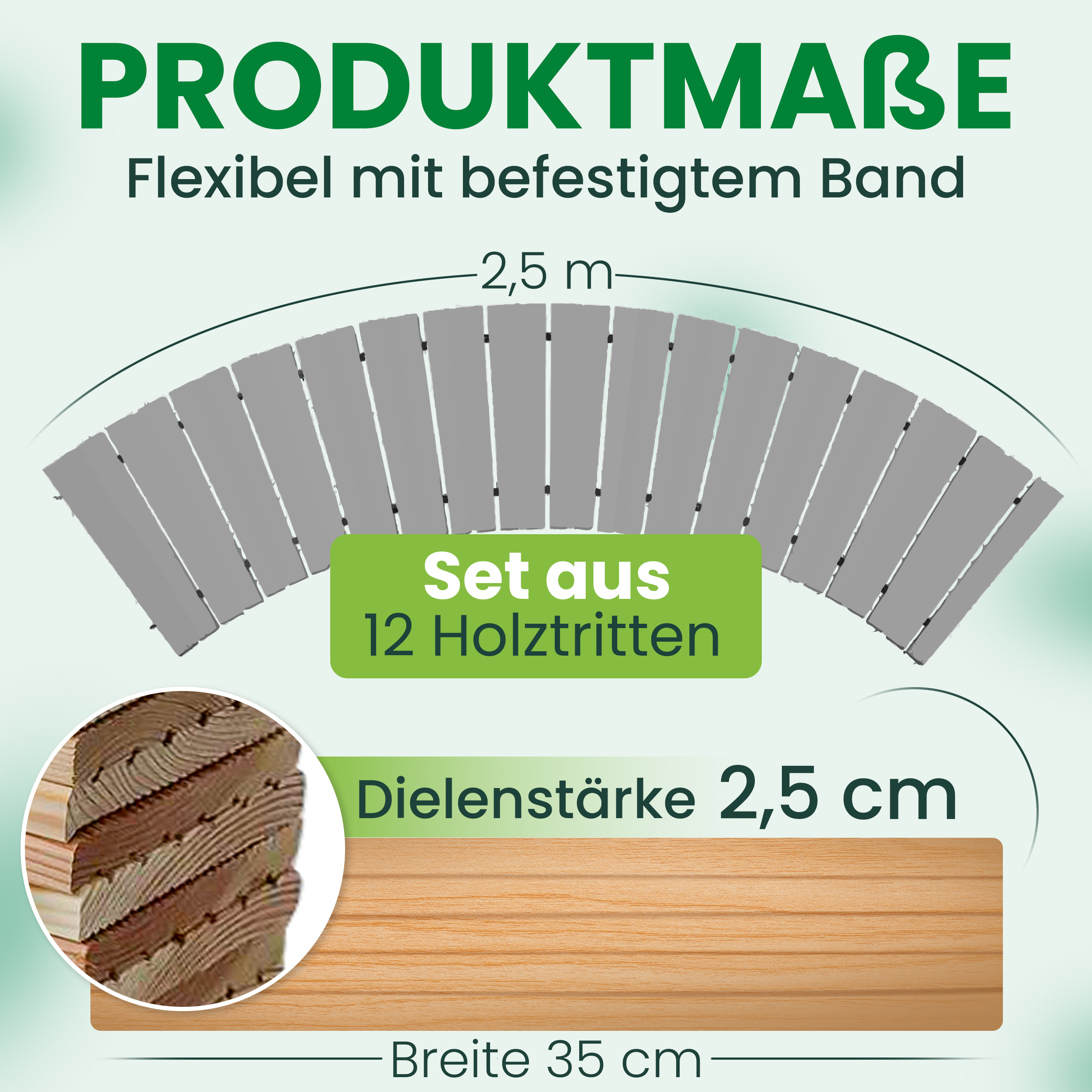 Rollweg aus Lärchenholz Gartentritte Trittplatten aus Holz Fliesen Weg im Garten