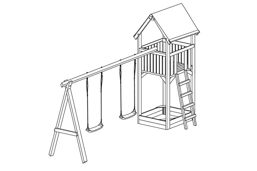Spielturm Premium S für Kinder mit Sandkasten und Schaukel