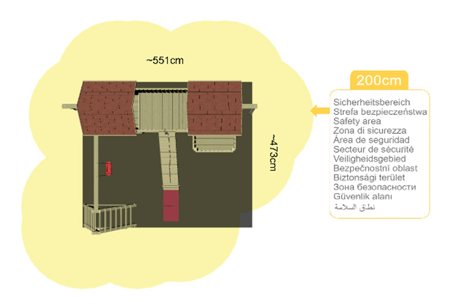 Spielanlage Piratennest mit zwei Spieltürme, Schaukel und Steg