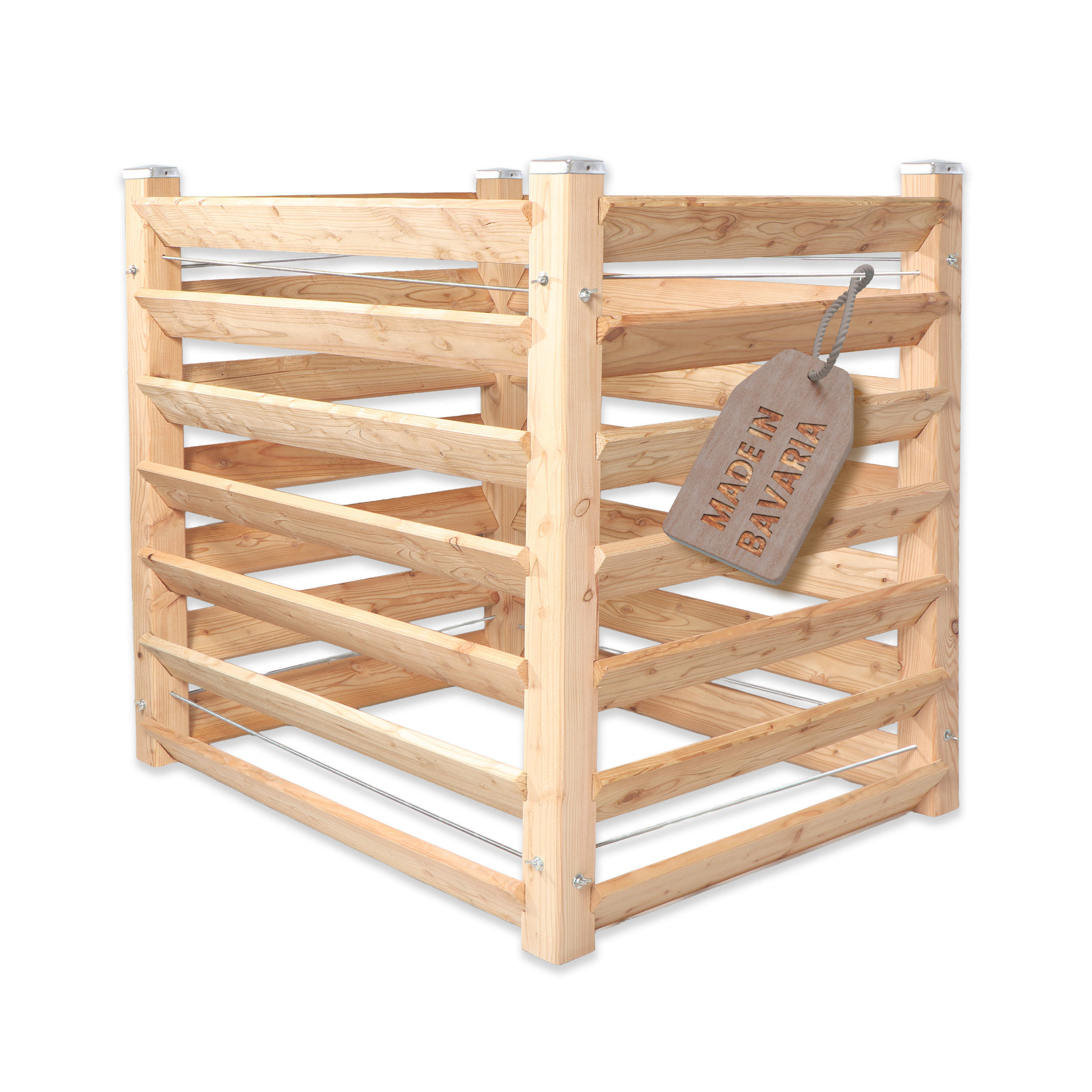 Moderner Komposter Single 100x100xH100 cm aus Lärchenholz Massivholz Steckkomposter Kompostsilo Holzkomposter