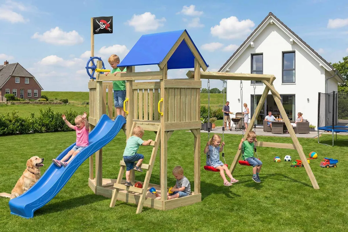 Spielturm Georg Fun mit Doppelschaukel und Podest