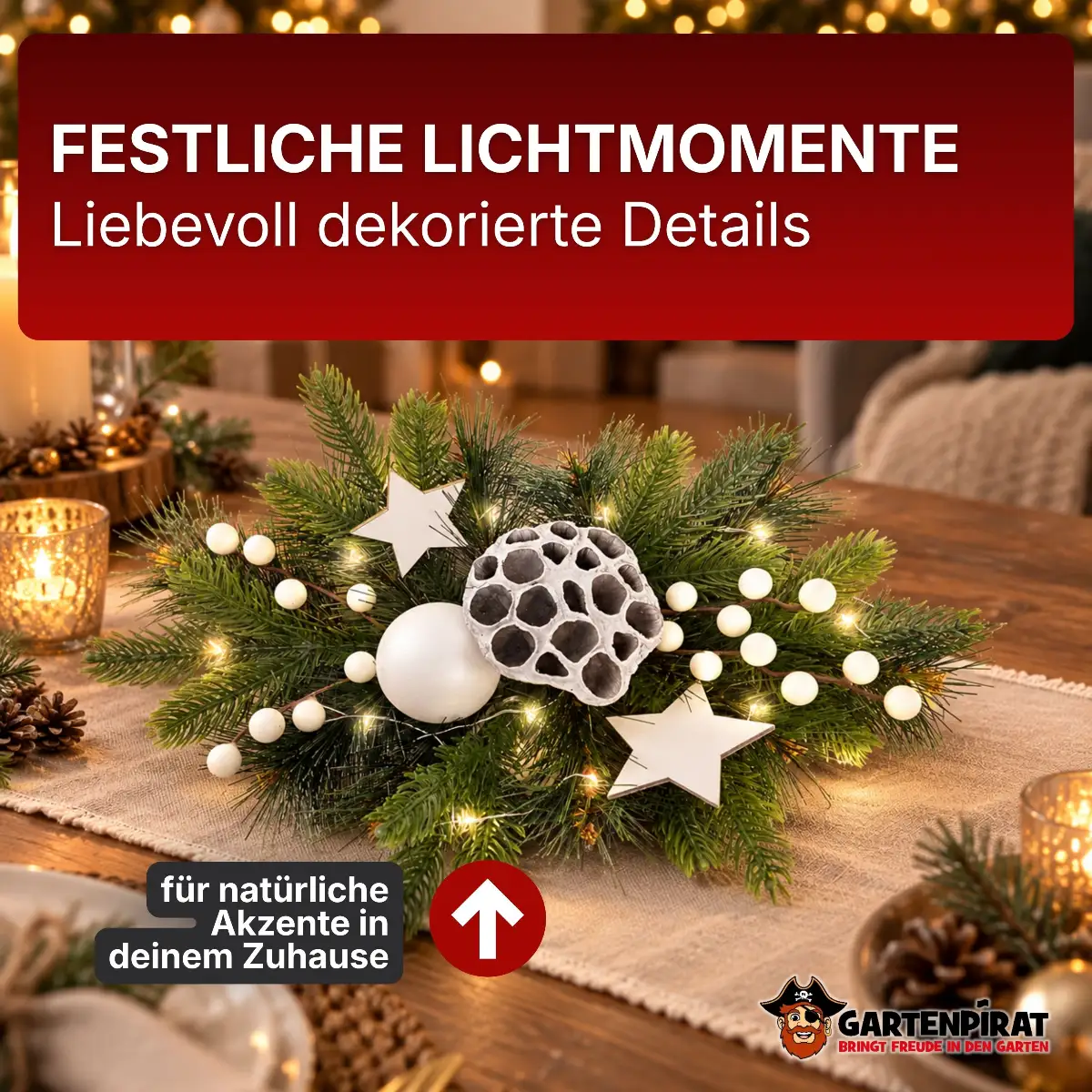Adventsdeko 26 × 42 cm weißer Adventsschmuck