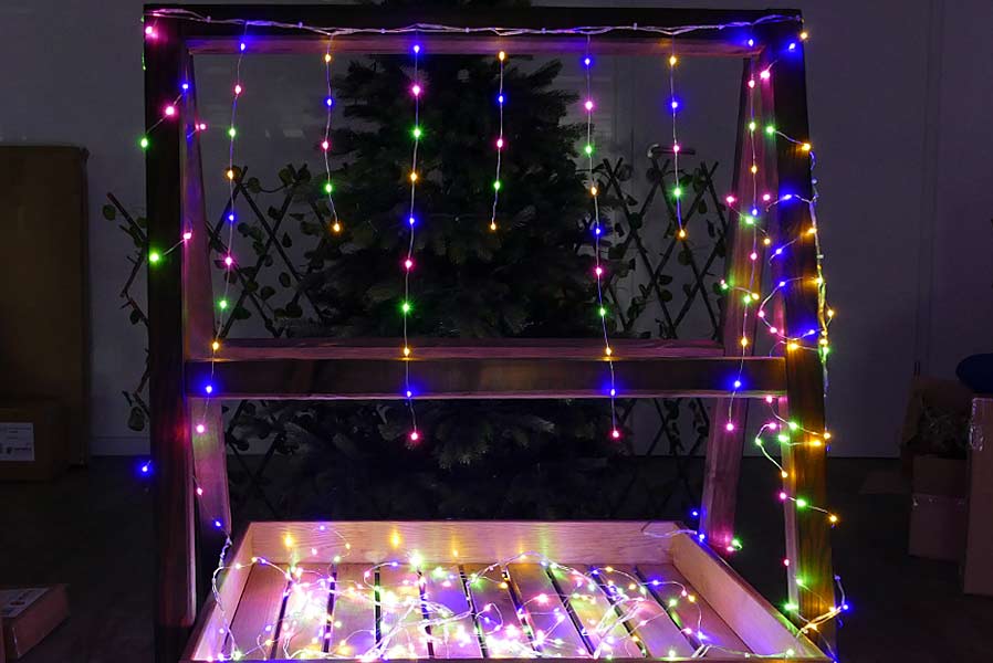 Eisregen Draht-Lichterkette 6m 450 Micro-LED bunt Weihnachten außen