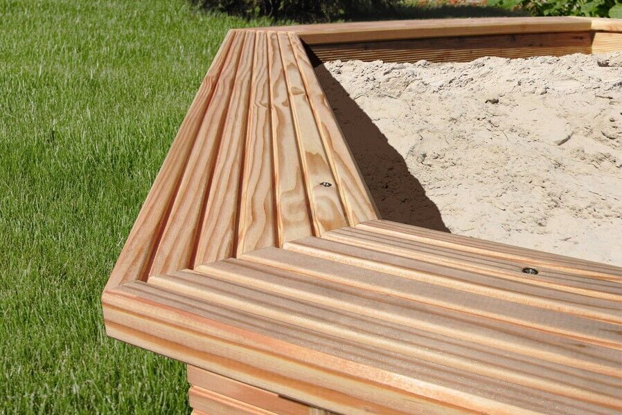 Sandkasten aus Lärchenholz 6-eckig Ø 230 cm für Kinder