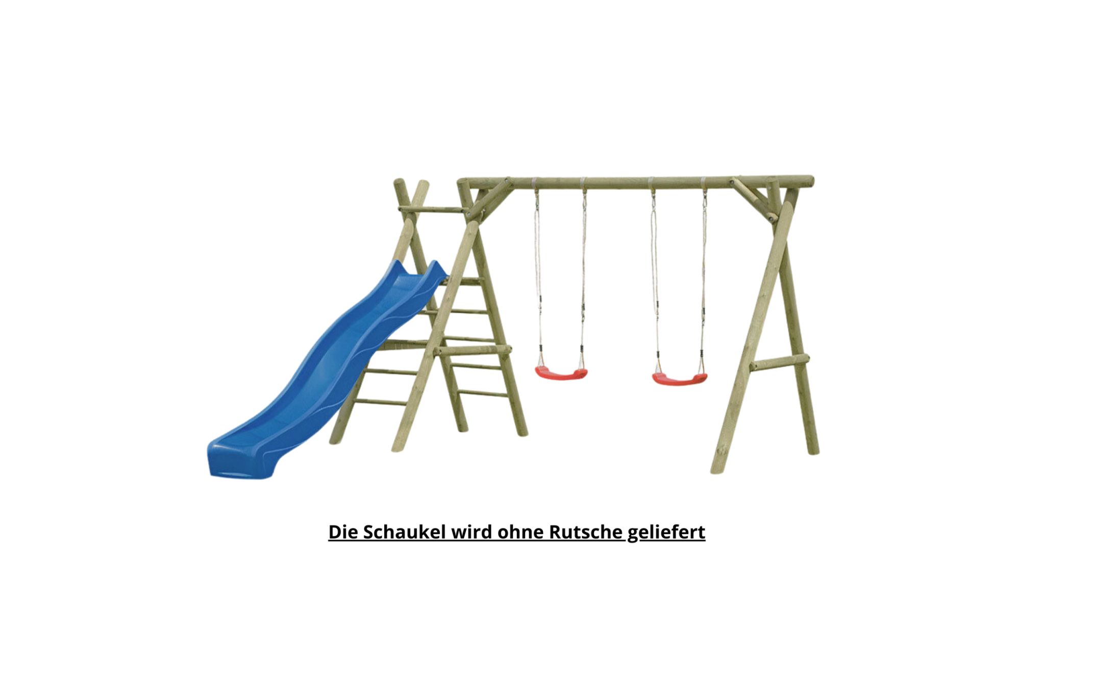 Schaukelgerüst Classic Modell 4.2 aus Holz mit Rutsche, Doppelschaukel und Leiter mit Podest