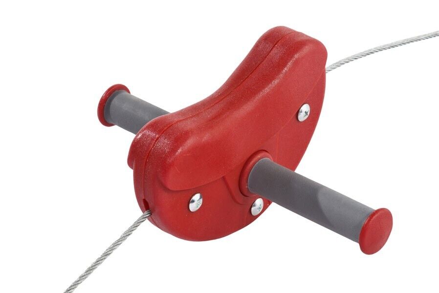 fMX4FgOZawEewq Seilbahn für Kinder rot mit Stahlrollen Seillänge 30 m Gartenseilbahn Kabelbahn für den Garten