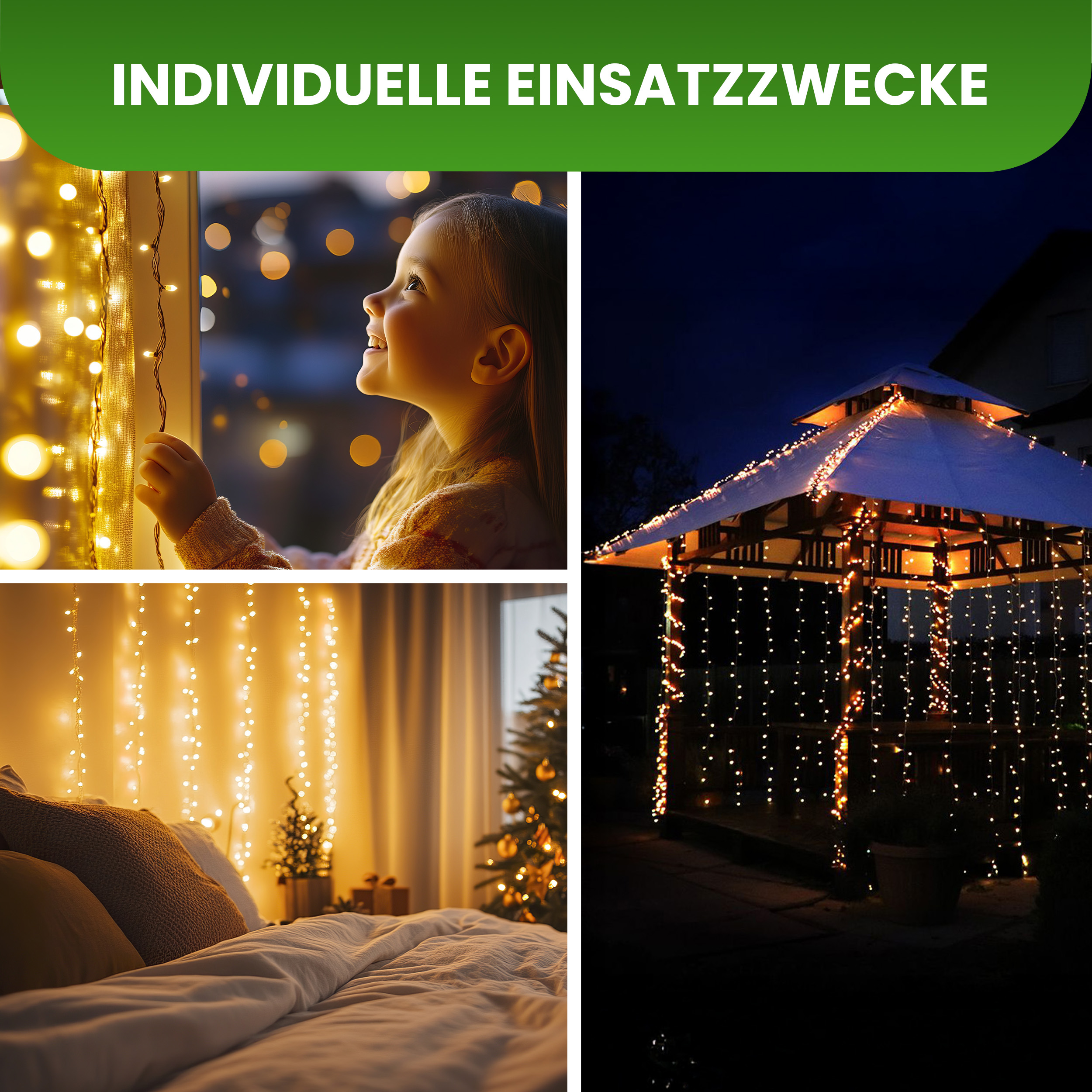 PRO CONNECT Lichtervorhang 75 x 200 cm 60 LED warmweiß - IP44 für innen & außen