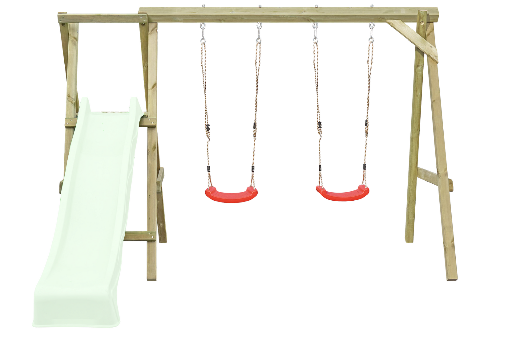 Schaukelgerüst Typ 4.2 mit Doppelschaukel und Rutsche für Kinder